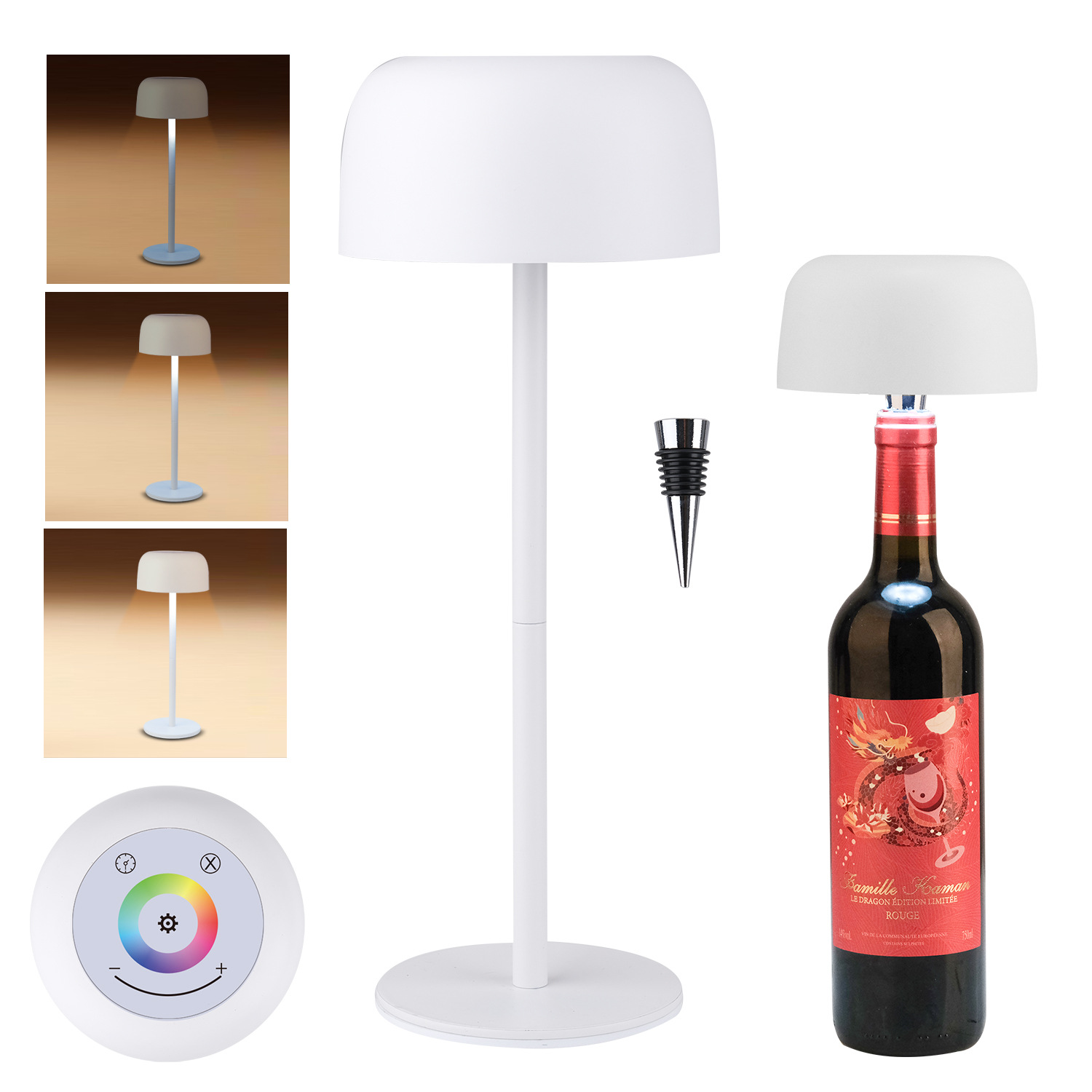 Cross-border new creative 3-in -1 table lamp mushroom nail atmosphere lamp wine bottle stopper table lamp detachable night light bedside lamp