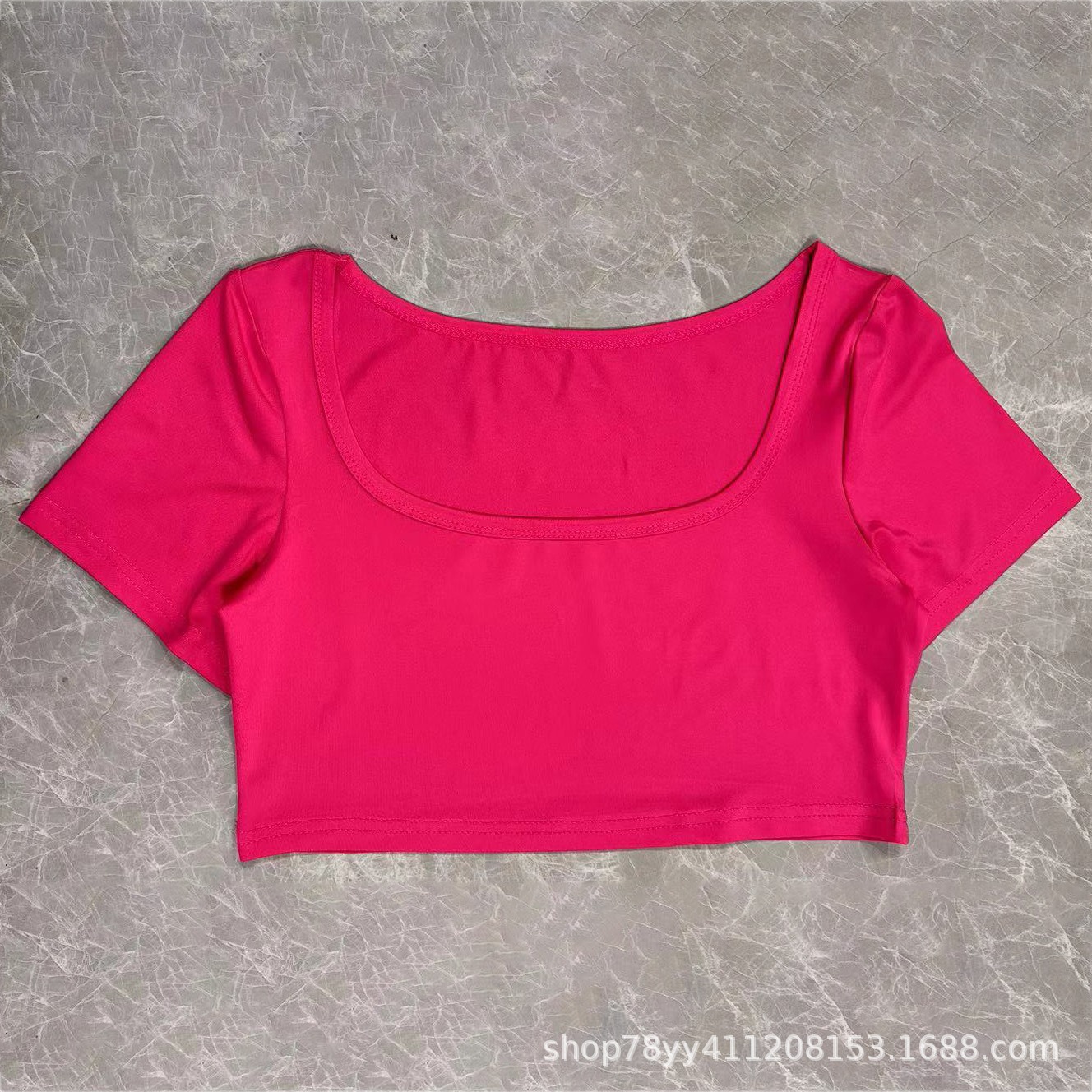 Picture of European and American 2024 Amazon Women's Clothing Cut-Off Sports and Leisure Knitted High-Elastic Long-Sleeved T-Shirt Tops Slim and Slim