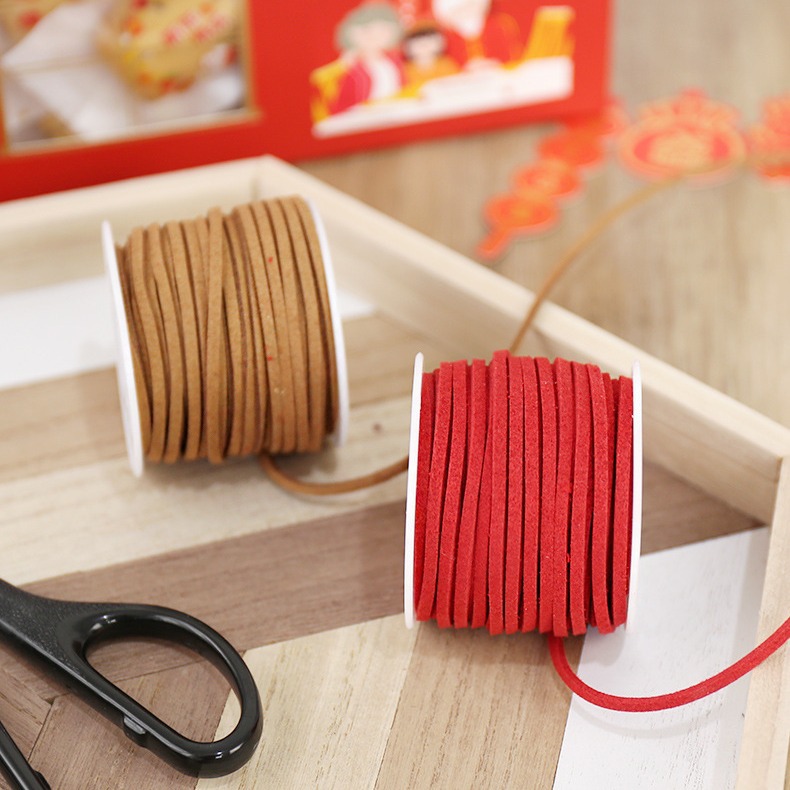 3mm double-sided velvet rope red brown Korean velvet leather rope diy jewelry baking packaging decorative rope bag 20 meters
