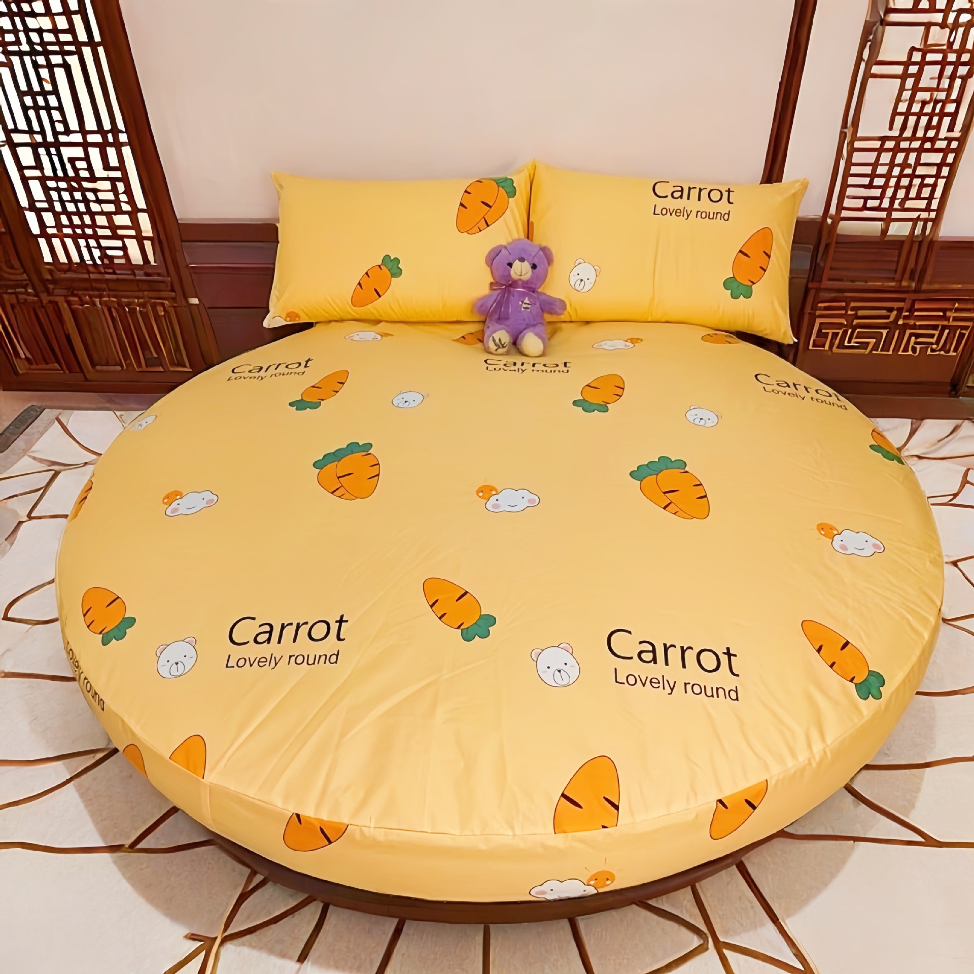 Picture of Cross-border Amazon Shrimp Hotel Round Waterproof Round Bed Cover Four-piece Bed Cover Simmons Mattress Cover Dust-proof