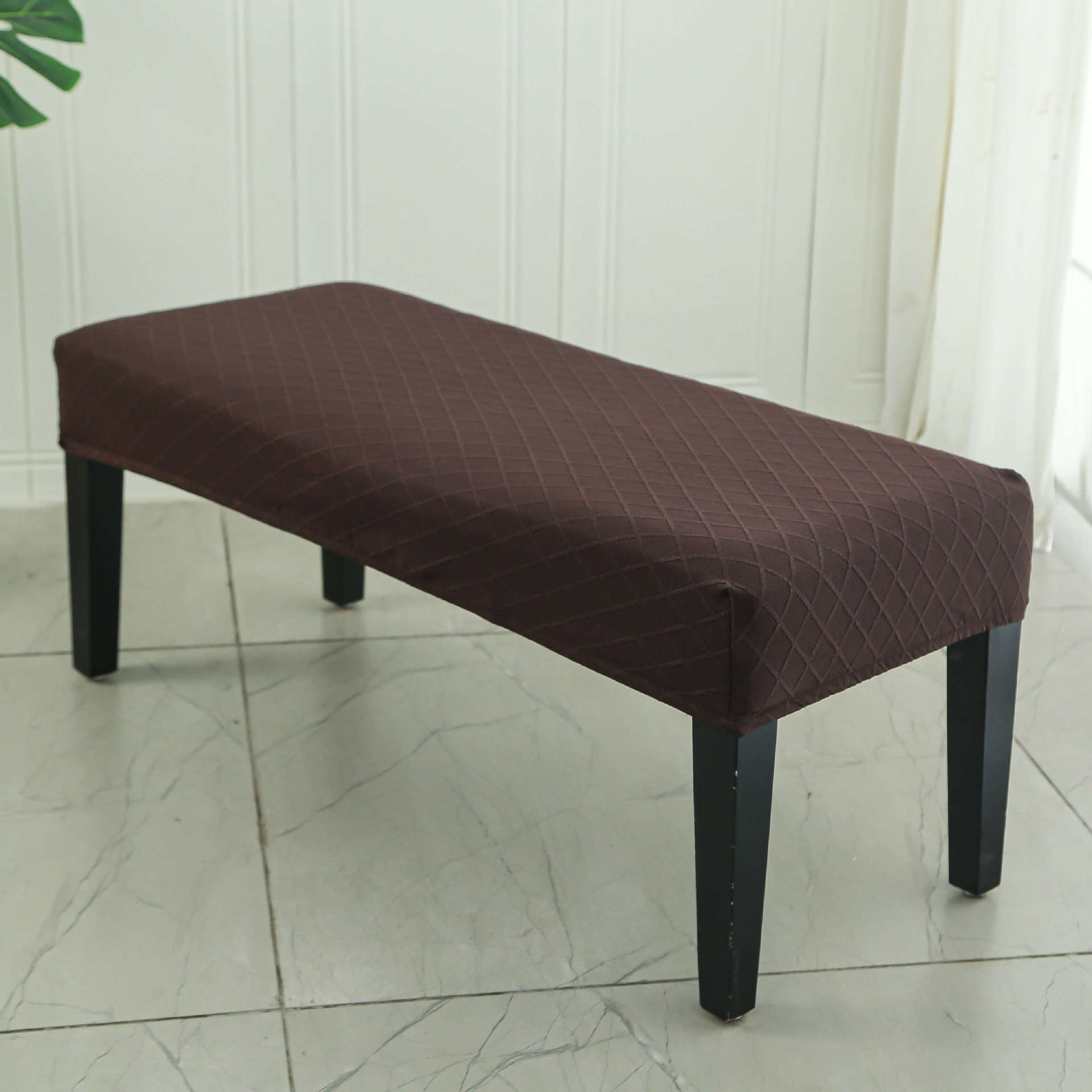 Picture of Elastic Household Long Bench Cover Corn Plaid Thickened Piano Cover Makeup Stool Cover Shoe Changing Stool Cover