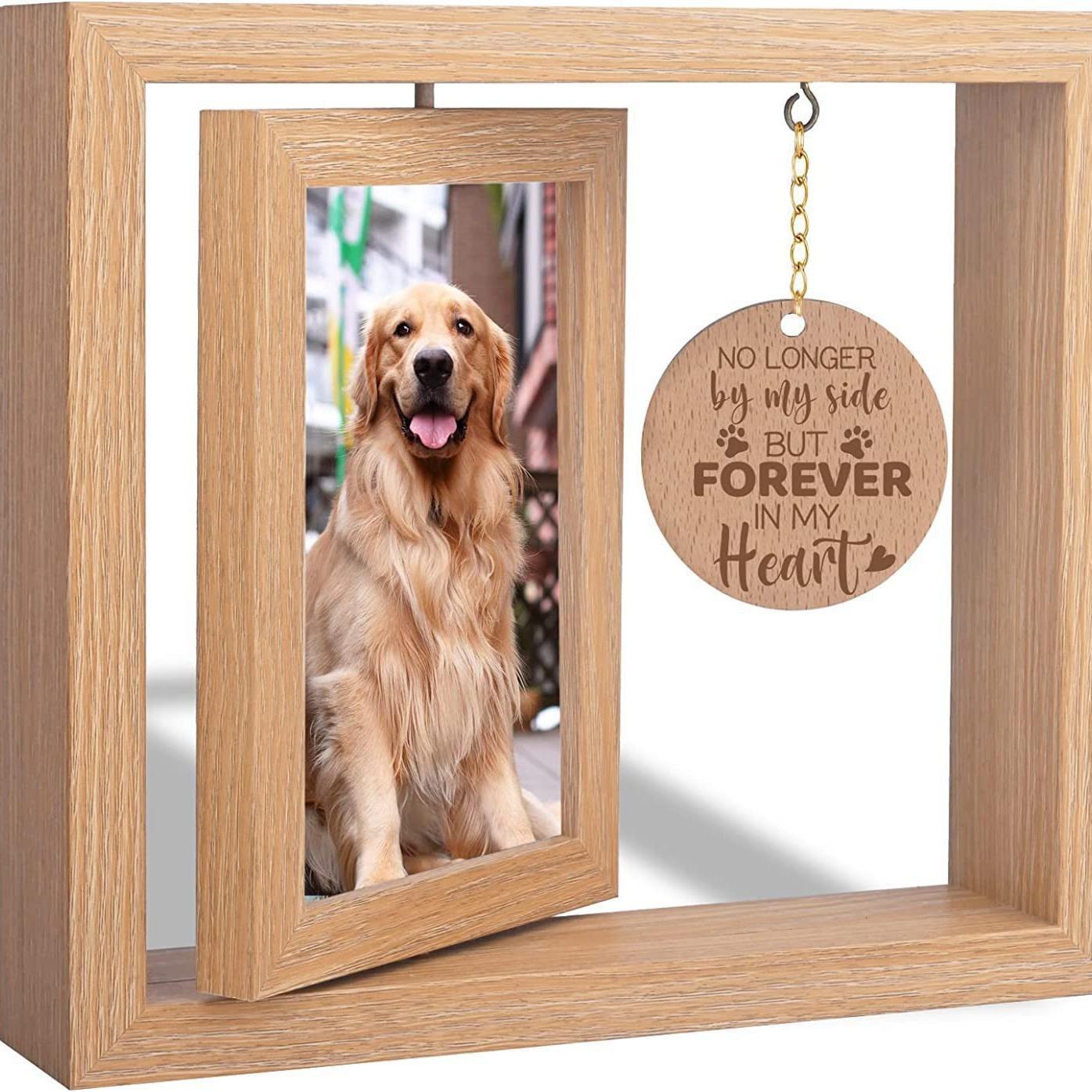 Picture of Cross-border Wooden Photo Frame Postcard Photo Solid Wood Photo Frame Rotatable Desktop Ornaments Pet Memorial Photo Frame