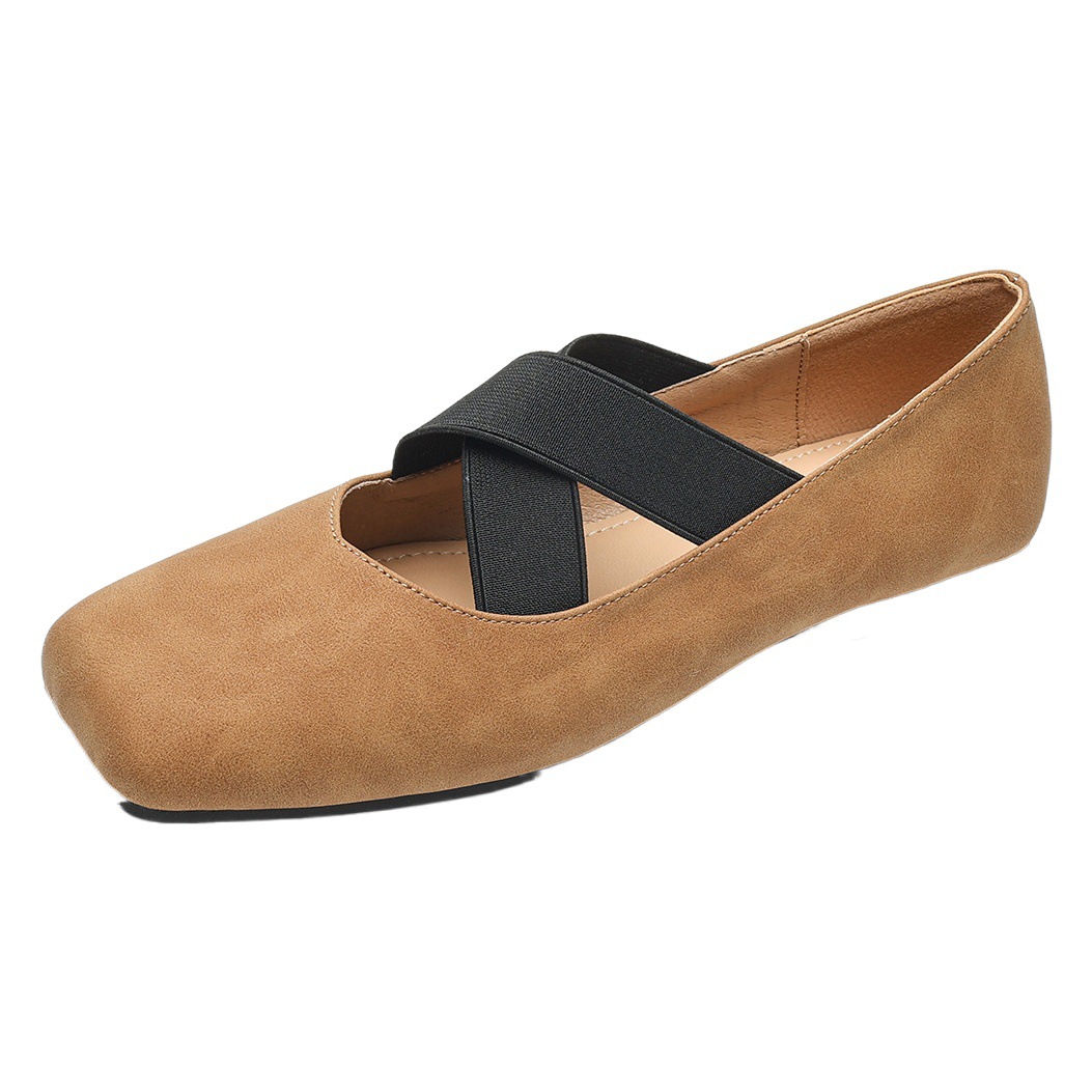 Weiwei girl 8929-3 silver ballet shoes women's low-cut retro cross strap square toe single-layer shoes women's soft bottom
