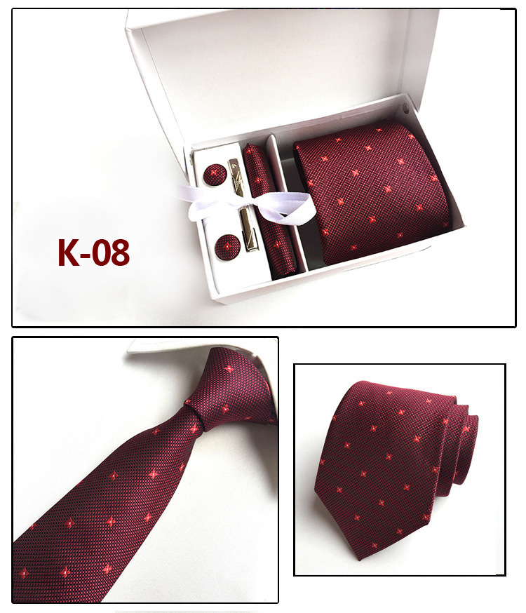 Picture of Manufacturers wholesale men's tie in stock gift box 6 pieces suit group tie business formal tie