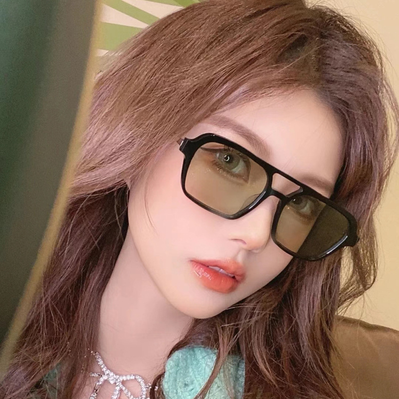Picture of European and American Aviator Double Beam Sunglasses 2025 New Retro Square Sunglasses Ins Internet Celebrity Personalized Sunglasses