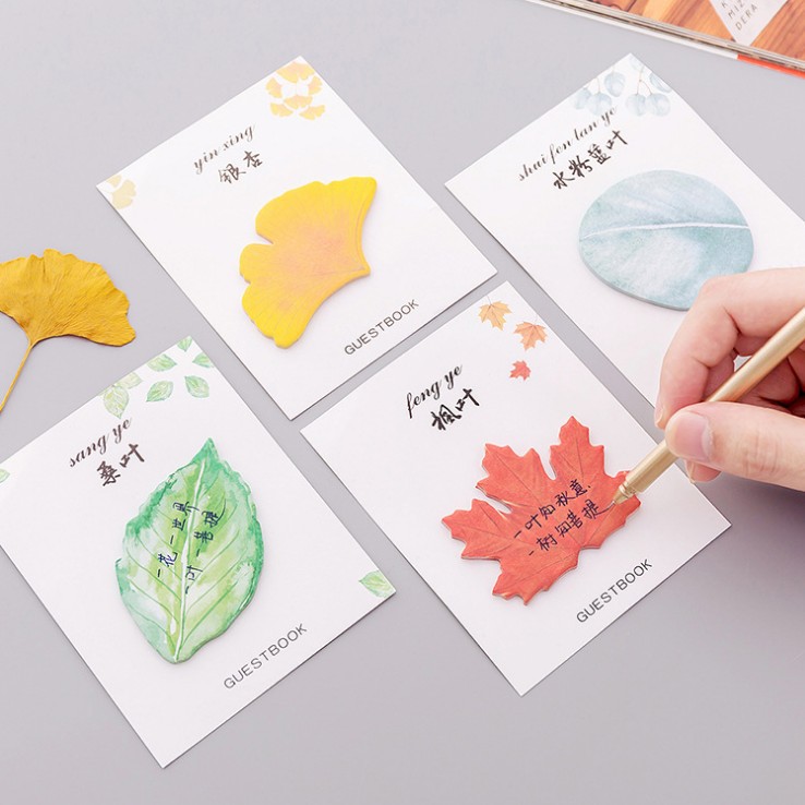 Original Fresh Leaf Collection Post-It Notes Simulated Leaf Note Stickers N Times Message Stickers