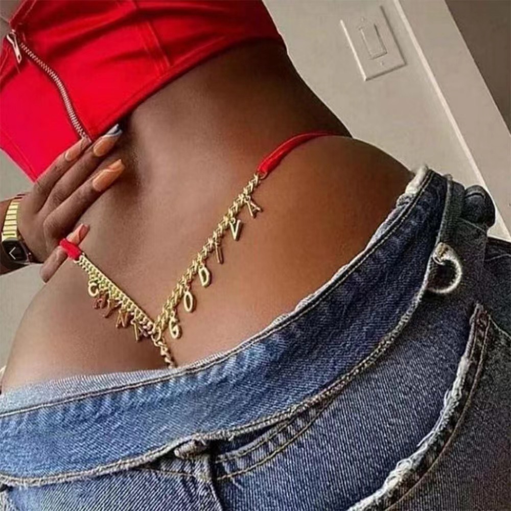 Sexy Lingerie Letter Pendant Thong Waist Chain DIY Metal Chain Wholesale Metal Chain