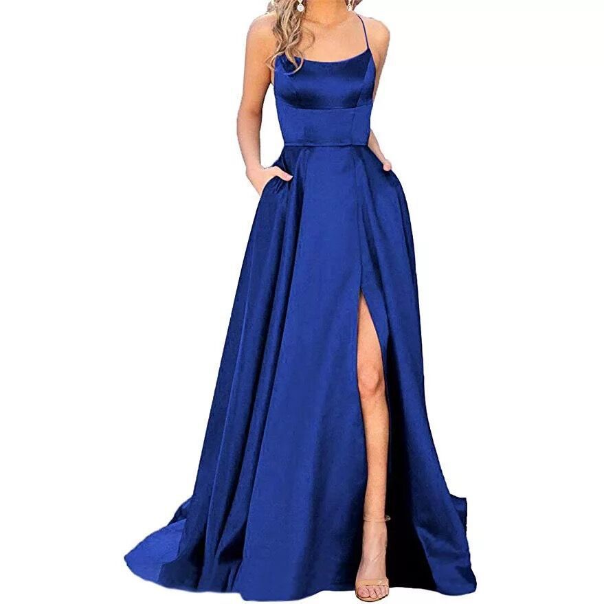 Picture of 2022 Amazon European and American Bridesmaid Dress Long Dress Slim Shoulder-free Best Friend Amazon Bridesmaid Evening Dress