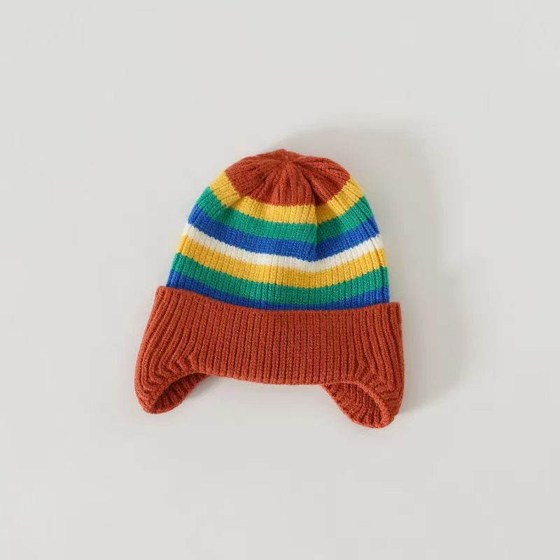 Picture of Children's hat autumn and winter girls' pullover hat Korean-style knitted hat colorful wool hat baby boys' warm earmuffs hat tide