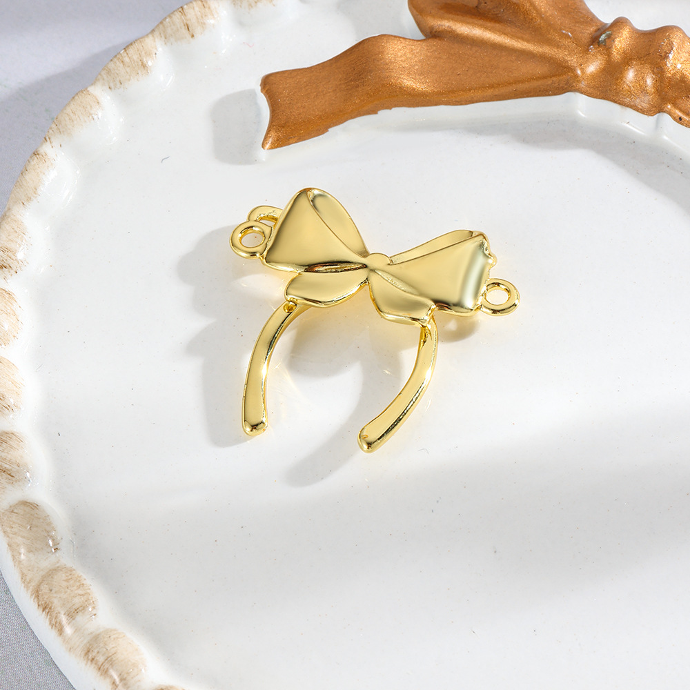Picture of Cross-border Hot Fashion Zircon Bow Double Hole Connector Bracelet Necklace DIY Jewelry Handmade Accessories