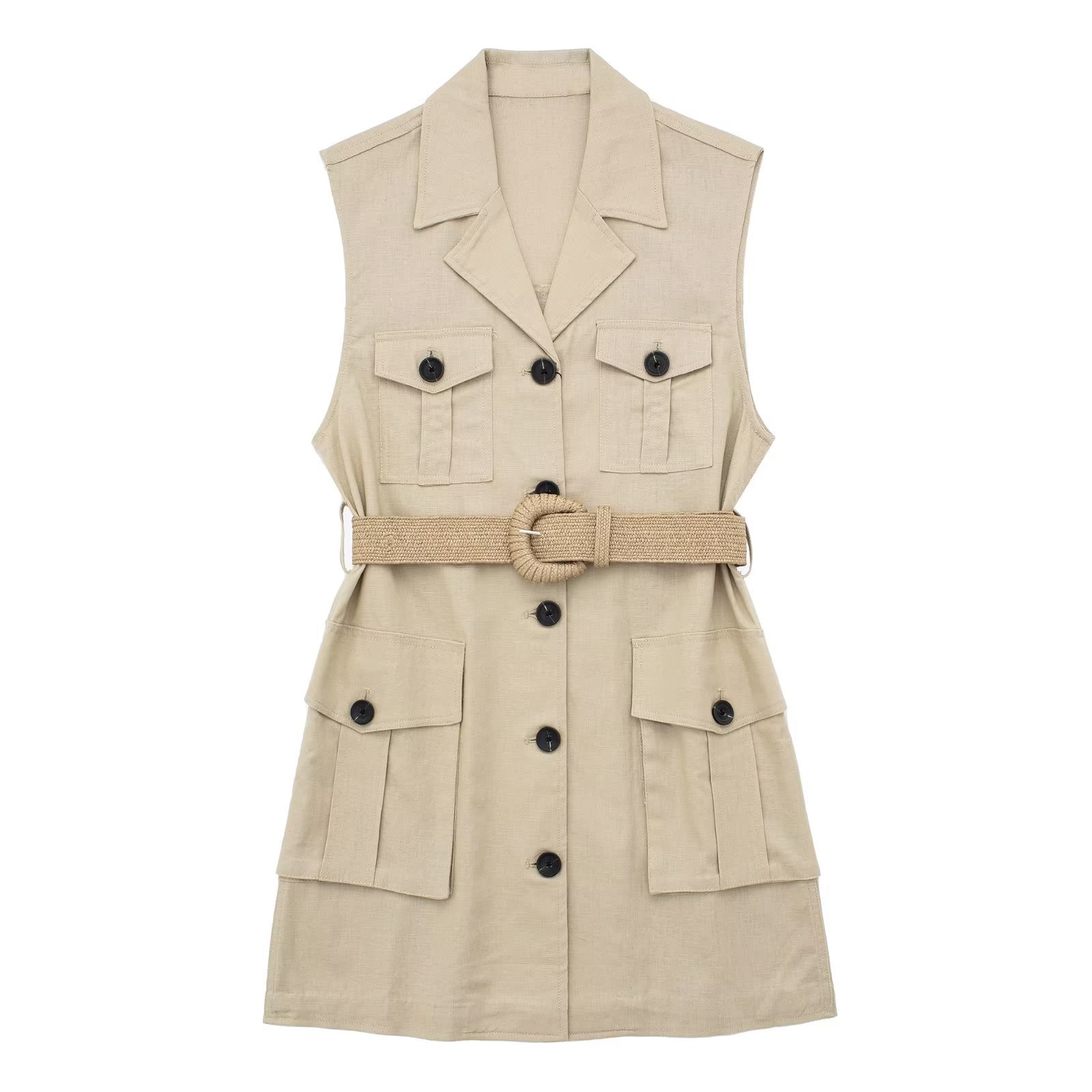 2025 Export Cross-Border European and American Clothing Mid-Length Blended Vest Vest 863631