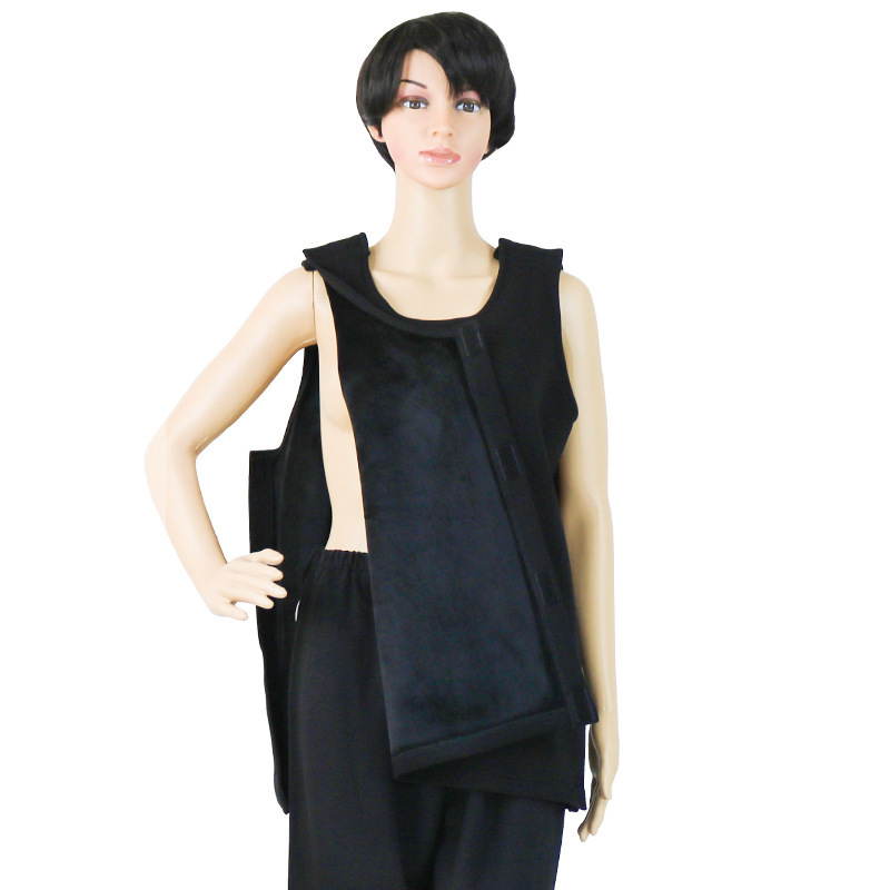 Picture of Easy to Put on and Take Off Fleece-Lined Warm Vest Adhesive Front and Back Can Be Opened for Convenient Bedridden Patient Care Sleeveless Bottoming Pajamas