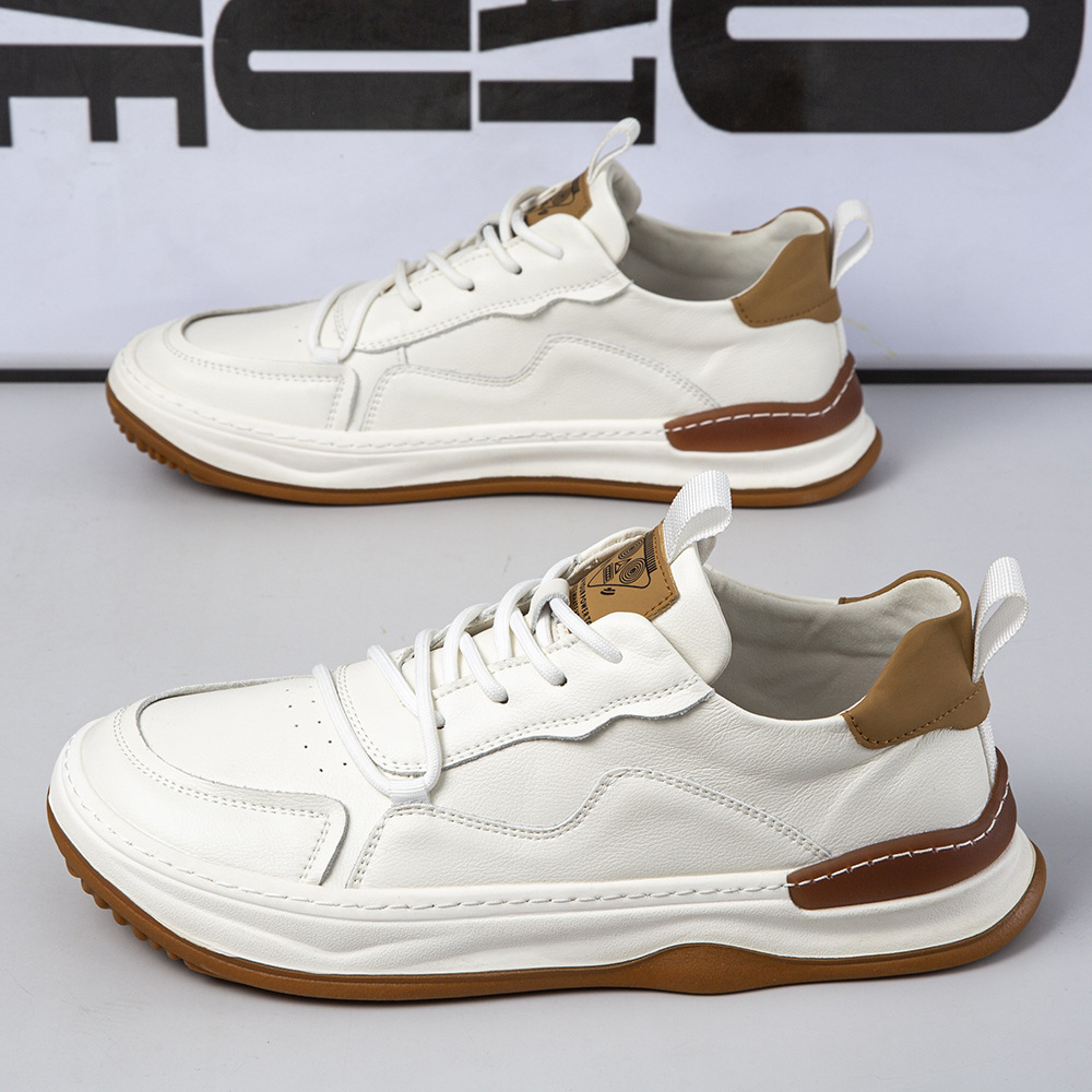 Spring and Autumn Explosions Men's Shoes Soft-soled Casual White Shoes Men's Thick-soled All-match Breathable Fashion Fashion Shoes Lace-up Men's Shoes