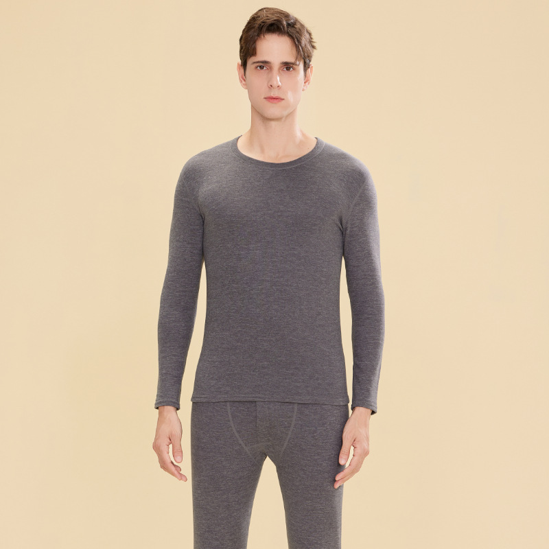 Picture of Derong Men's Thermal Underwear Set Women's Thickened Double-Sided Brushed Wool Silk Autumn Clothes Autumn Pants Bottoming Shirt Autumn and Winter