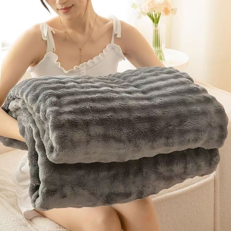 Picture of Winter Thickened Rabbit Plush Bubble Blanket Flannel Blanket Blanket Office Nap Blanket Air-conditioning Blanket Blanket Blanket