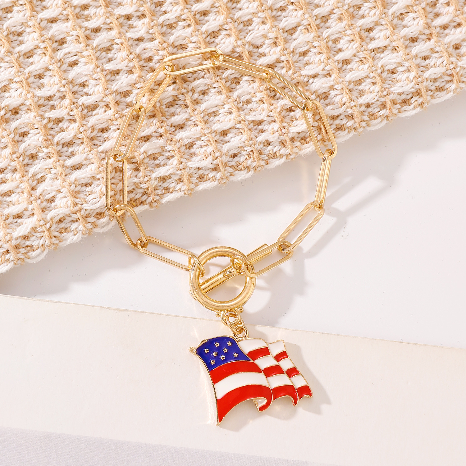 Picture of American Independence Day Bracelet suit Soft Pottery Beaded Letter Bow Love Personalized Fashion Multi-layer Bracelet for Women