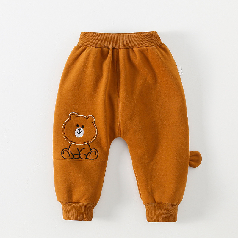 Baby thickened pants winter boys' casual pants fleece-lined infant trousers baby girls' butt pants winter fashion
