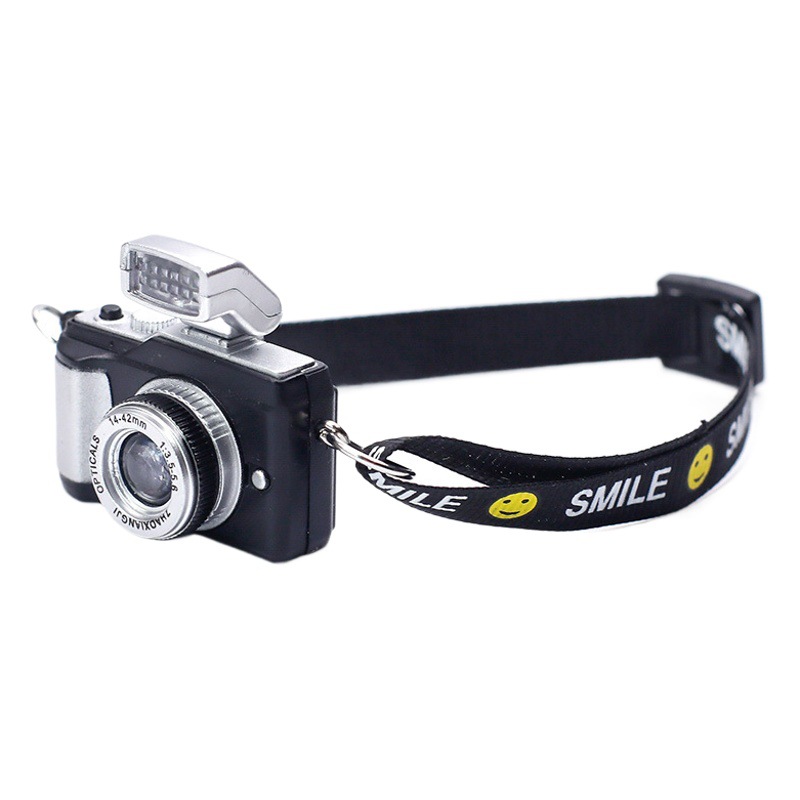 17cm Cotton Doll Smiling Face Rope Webbing Luminous Sound Mini Camera Pendant Camera Accessories Plush Doll