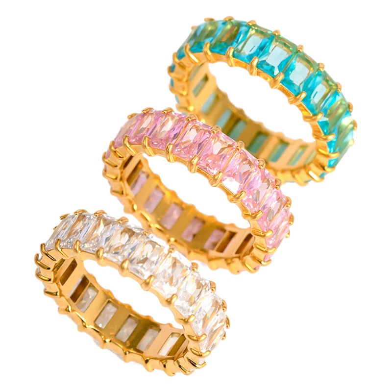 Picture of Jieding European and American titanium steel spring and summer stainless steel inlaid zircon ring cross-border trend does not fade niche jewelry wholesale