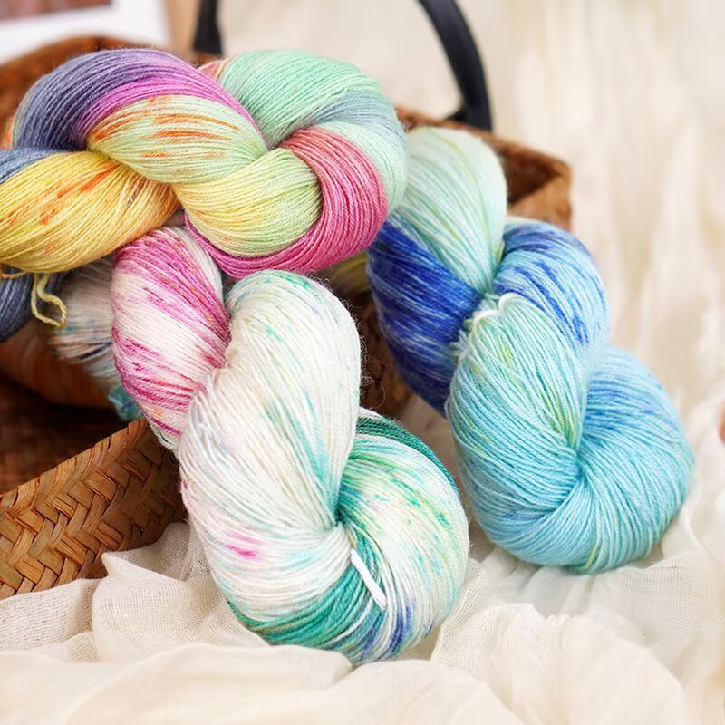 Cross-Border Dopamine Hand-Dyed Gradient Mercerized Wool Thread Hand-Knitted Sweater Scarf Thread Shawl DIY Thread