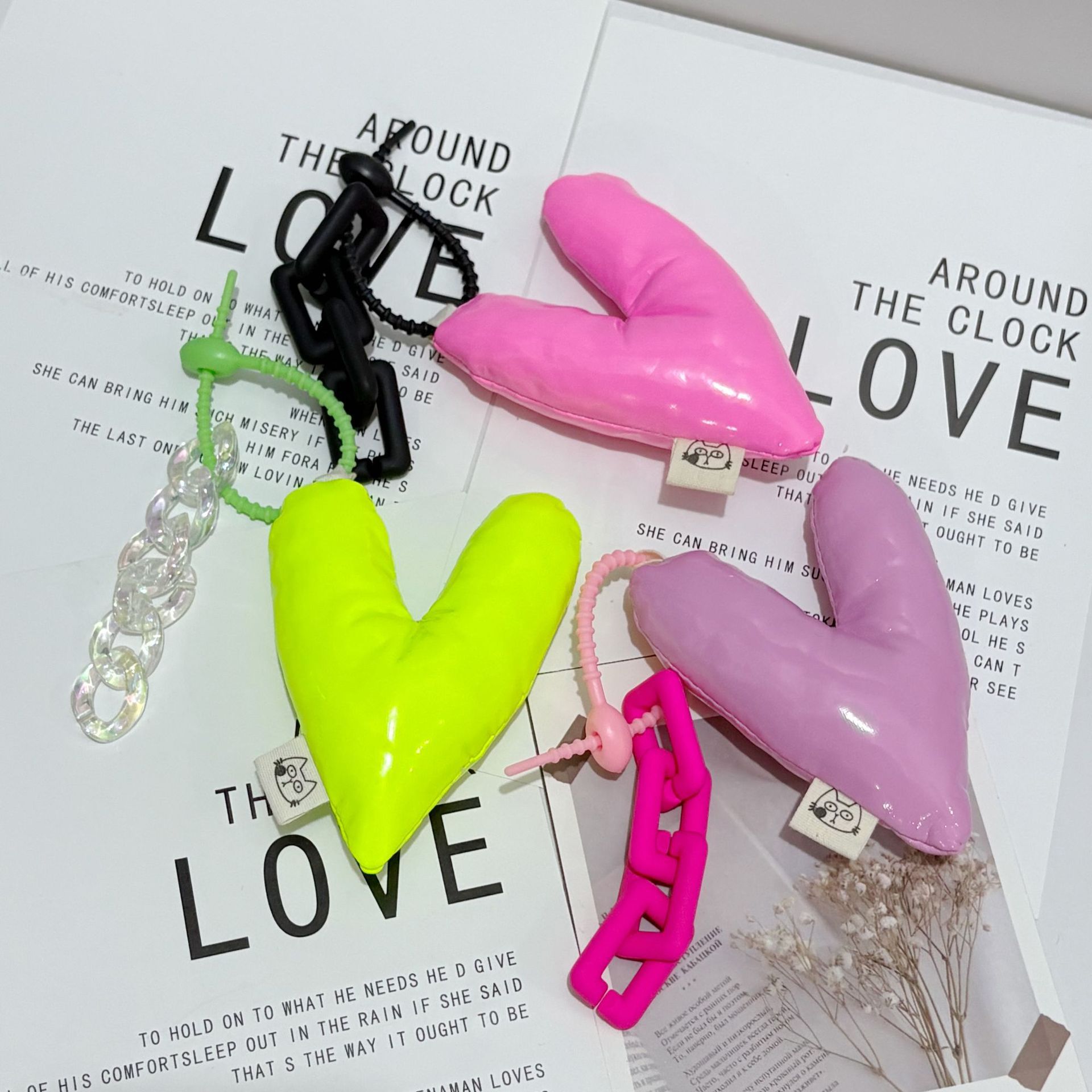 New Korean Fashion Cotton-Filled Heart Bag Pendant Dopamine Colorful Keychain Accessory Bag Bestie Pendant