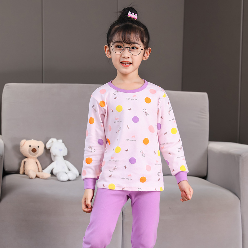 Picture of 2024 Autumn and Winter Children's Round Neck Pure Cotton Home Clothes Pajamas for Boys and Girls Cartoon Autumn Clothes and Autumn Pants Bottoming Underwear Set