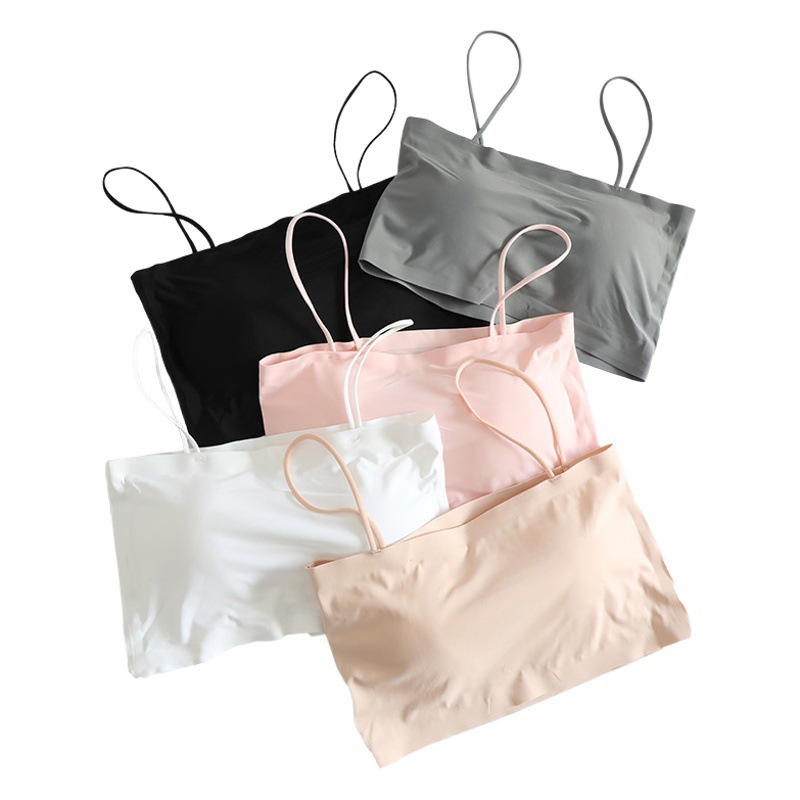 Ice Silk Thin Strapless One-word Beautiful Back Underwear Wrapped Chest Students High School Girls Sling Women's Vest Underwear