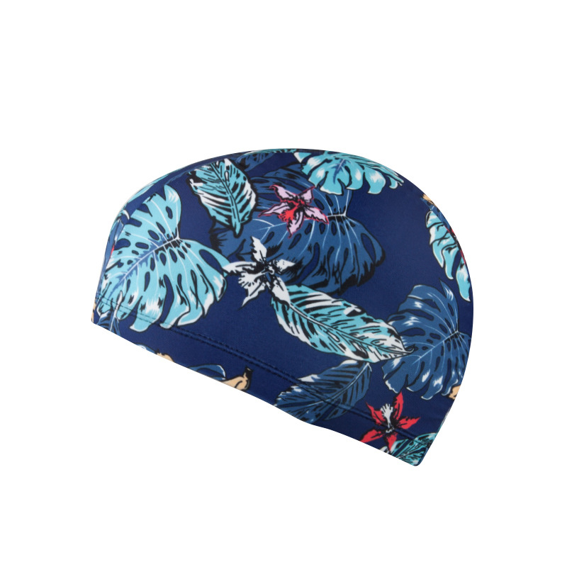 Picture of Swimming cap adult cloth cap swimming cap polyester nylon four needle six thread unisex large swimming belt paper card wholesale