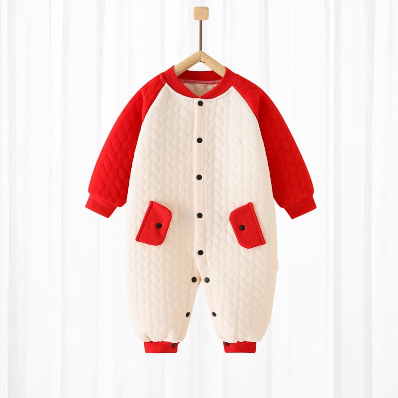 Picture of Baby's Jumpsuit Spring and Autumn Pure Cotton Warm Cotton Jacket Autumn Clothes Baby's Thickened Winter Pajamas Newborn Clothes