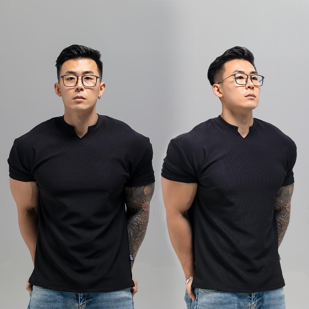 Cross-border Aliexpress New Heavy texture Shoulder Pads with Sleeves to Show Bigger Anti-wrinkle Quick-drying Fitness Sports Short-sleeved t-shirt