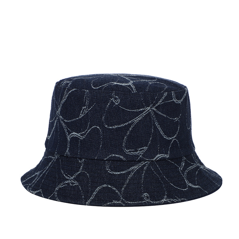 Picture of Reversible Spring and Summer Sun Hat for Women with Denim Flowers, Retro Style, Literary and Versatile, Travel Sun Protection Basin Hat, Trendy Brand