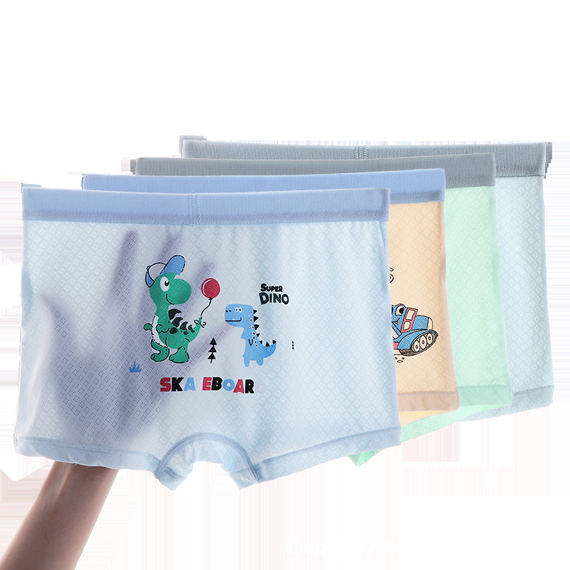 Picture of Boys' Underwear Ice Silk Boys' Boxer Summer Thin Middle School Students Four Corner Children's Underwear Men's No Butt
