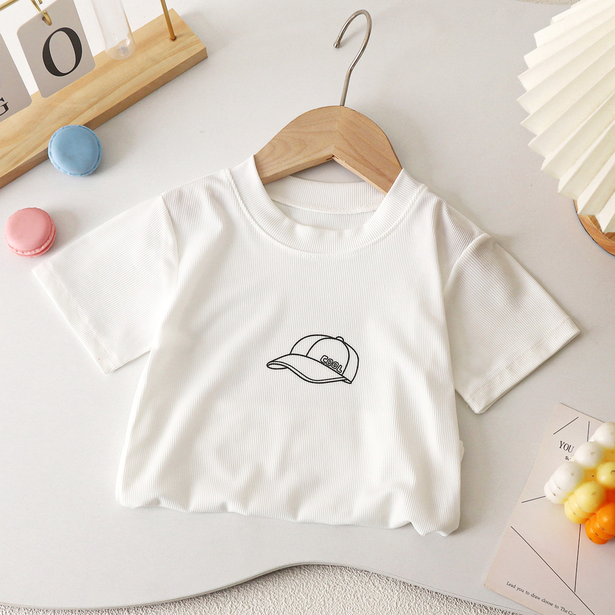 Picture of Cool Summer Candy Color Kidsren's Summer Short-Sleeved T-Shirt Round Neck Ice Silk Shaking t Baby Boy Girl Top Pure Color