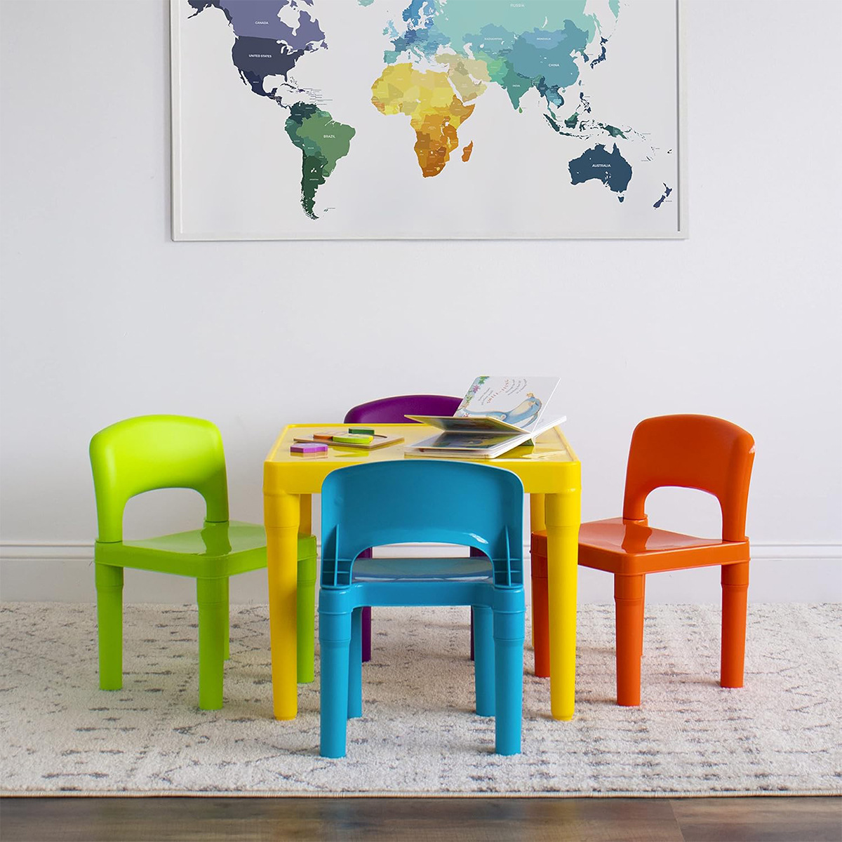 Children's Tables and Chairs Kindergarten Toddler Tables and Chairs Kidsren's Tables and Chairs Set Plastic Square Table Study Table Dining Table Game Table