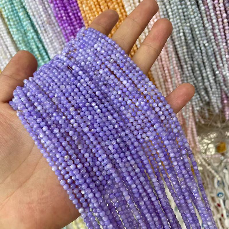 Picture of 3mm Natural Freshwater Shell Beads Round Beads Colorful DIY Jewelry Accessories Hairpin Shell Beads Bracelet Necklace Clavicle Chain Beads