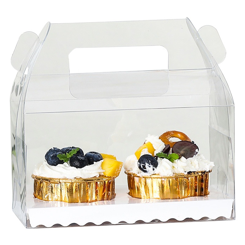 Picture of PET portable western point box 1/2/3 mousse cake box baking packaging moffin box transparent cupcake box
