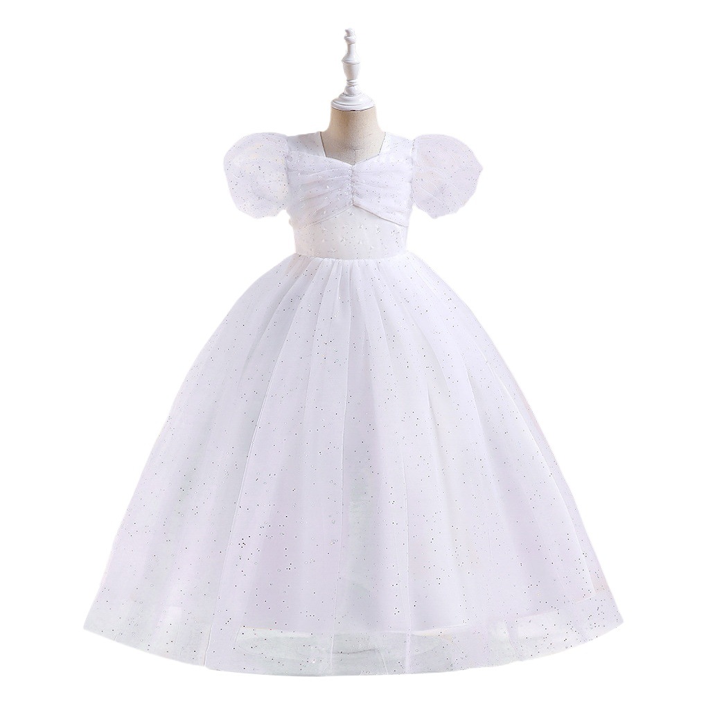 European and American New Amazon flower girl dress gradient fluffy yarn Western style bubble sleeve birthday girl dress Princess dress