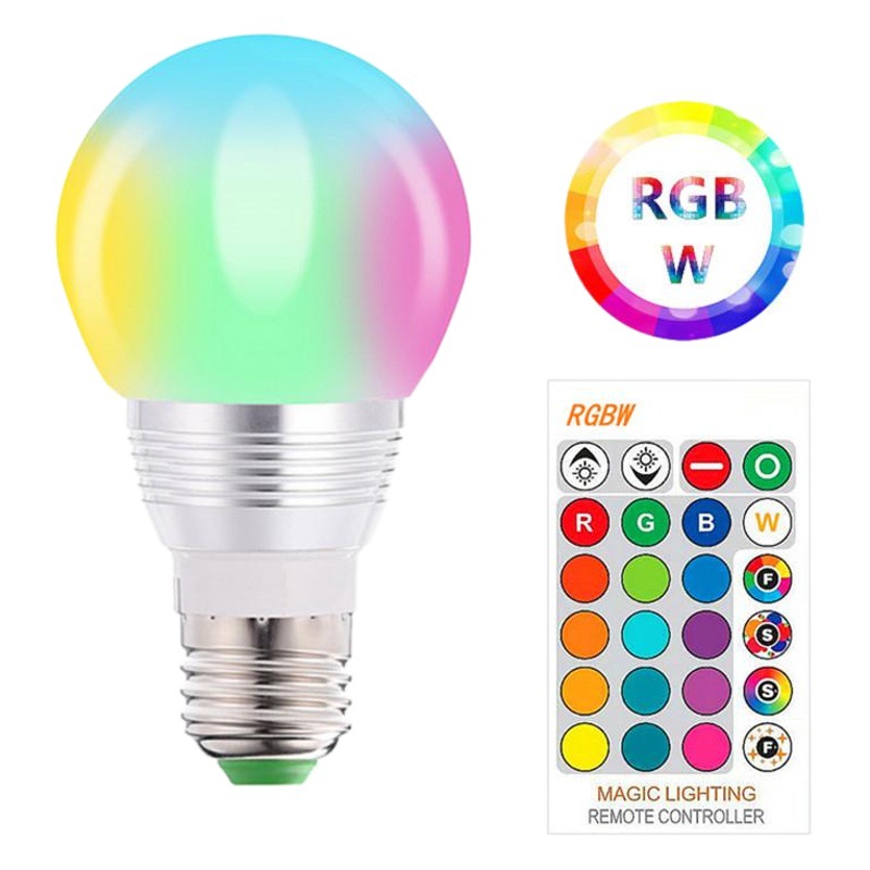 LED bulb remote control bulb lamp rgb 3W colorful remote control infrared dimming colored light RGBW remote control bulb