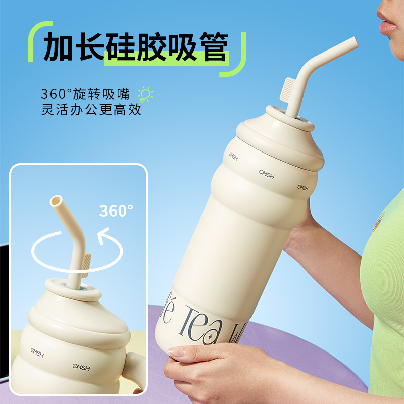 Strawberry Life Insulated Cup Women's Autumn and Winter Large Capacity Big Mac Straw Cup High-Looking Household Insulated Kettle
