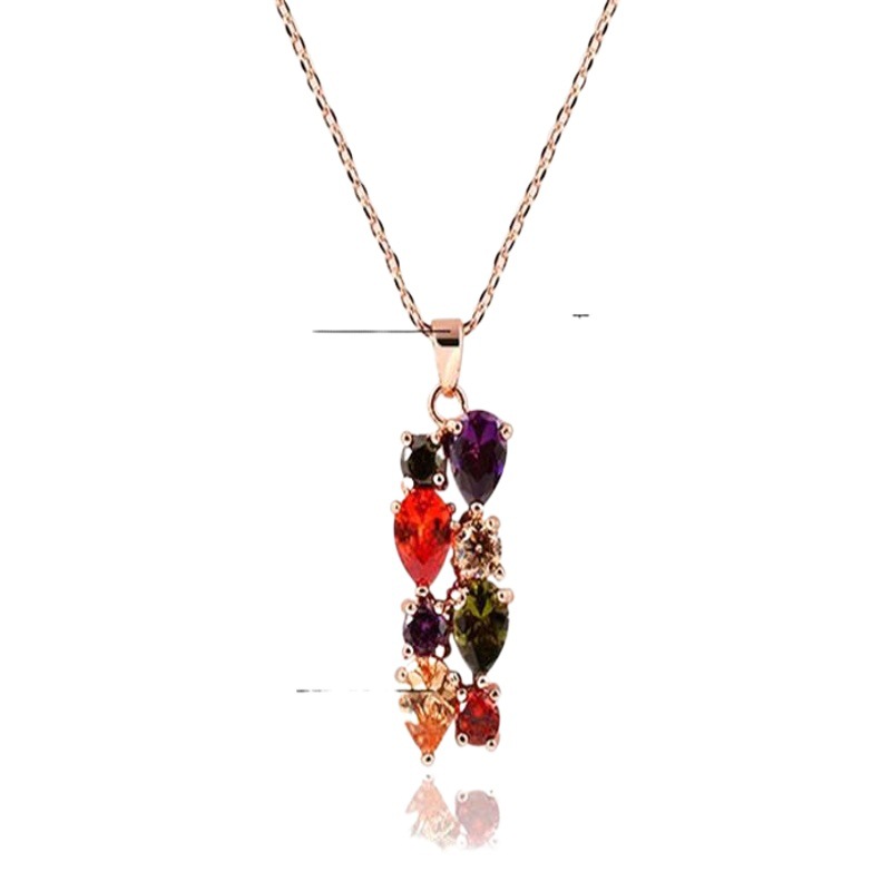 Cassie jewelry suit Mona Lisa zircon necklace earrings colorful necklace earrings two-piece wholesale women