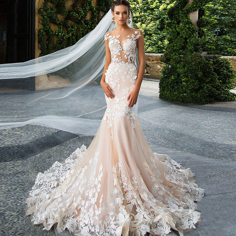 Simple and Lightweight Wedding Dress 2025 New Slim-Fit Round Neck Backless Bridal Mermaid Tail Wedding Dress for Travel Photography, Slimming Effect