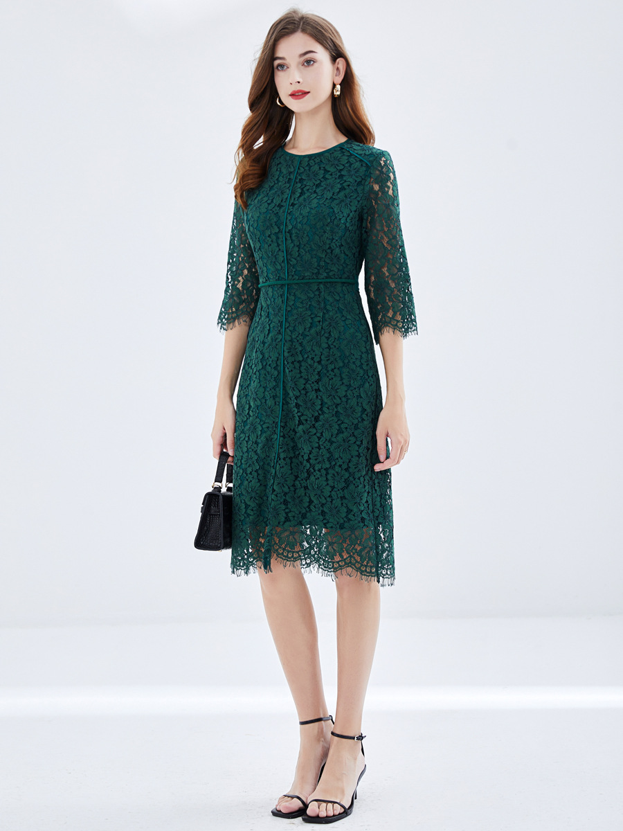 Picture of TAOYIZHUAI brand green lace dress chubby girl European and American young lace-up fashion eyelash dress