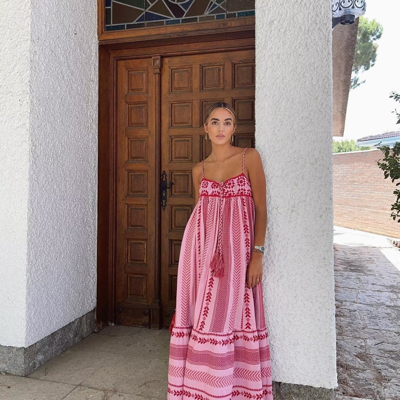 Amazon cross-border Europe and the United States foreign trade za women's crochet stitching knitted dress skirt suspender skirt