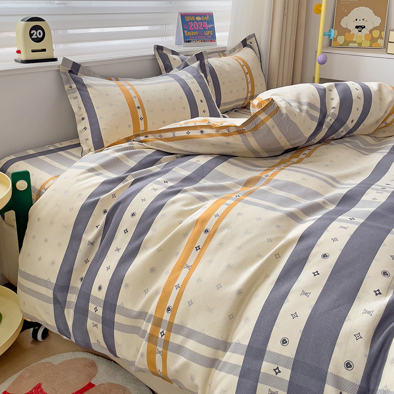 Picture of Class A Maternal and Infant Grade Four-Piece Set Small Fresh Thickened Sanding Quilt Cover Washed Cotton Bed Sheet Quilt Cover Dormitory Three-Piece Set ins