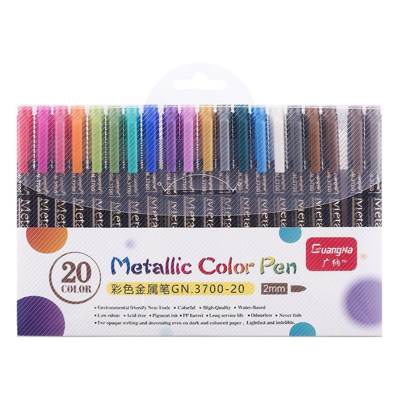 Factory wholesale wide color marker 3700 hard head 12 color DIY photo album Black card pen metal color painting pen
