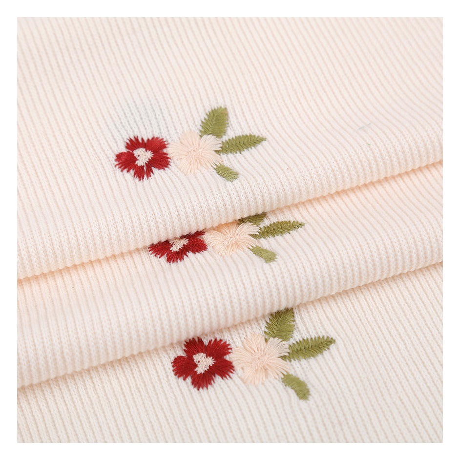 Factory wholesale rayon knitted fabric embroidered small flower autumn and winter lazy sweater cardigan fabric