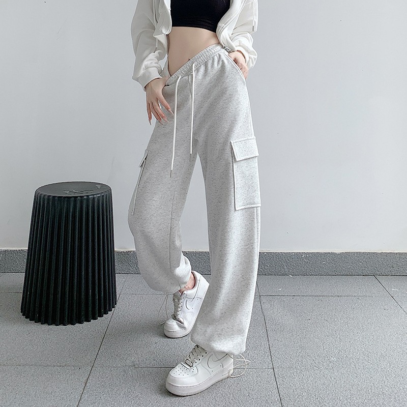 American Overalls for Women, Casual Loose Drawstring Sweatpants, New Spring, Autumn and Winter Wide-Leg Sweatpants, Cross-Border Wholesale