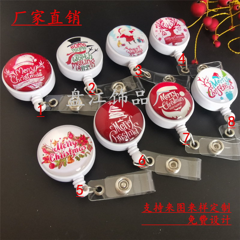AliExpress retractable spot Santa Claus snowman Christmas deer party easy pull button Crystal three-dimensional easy to pull