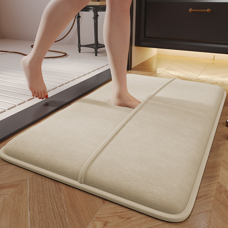 Picture of Memory Foam Bathroom Mat Household Toilet Water Absorbent Floor Mat Shower Door Wipe Foot Mat Quick-drying Bathroom Door Mat