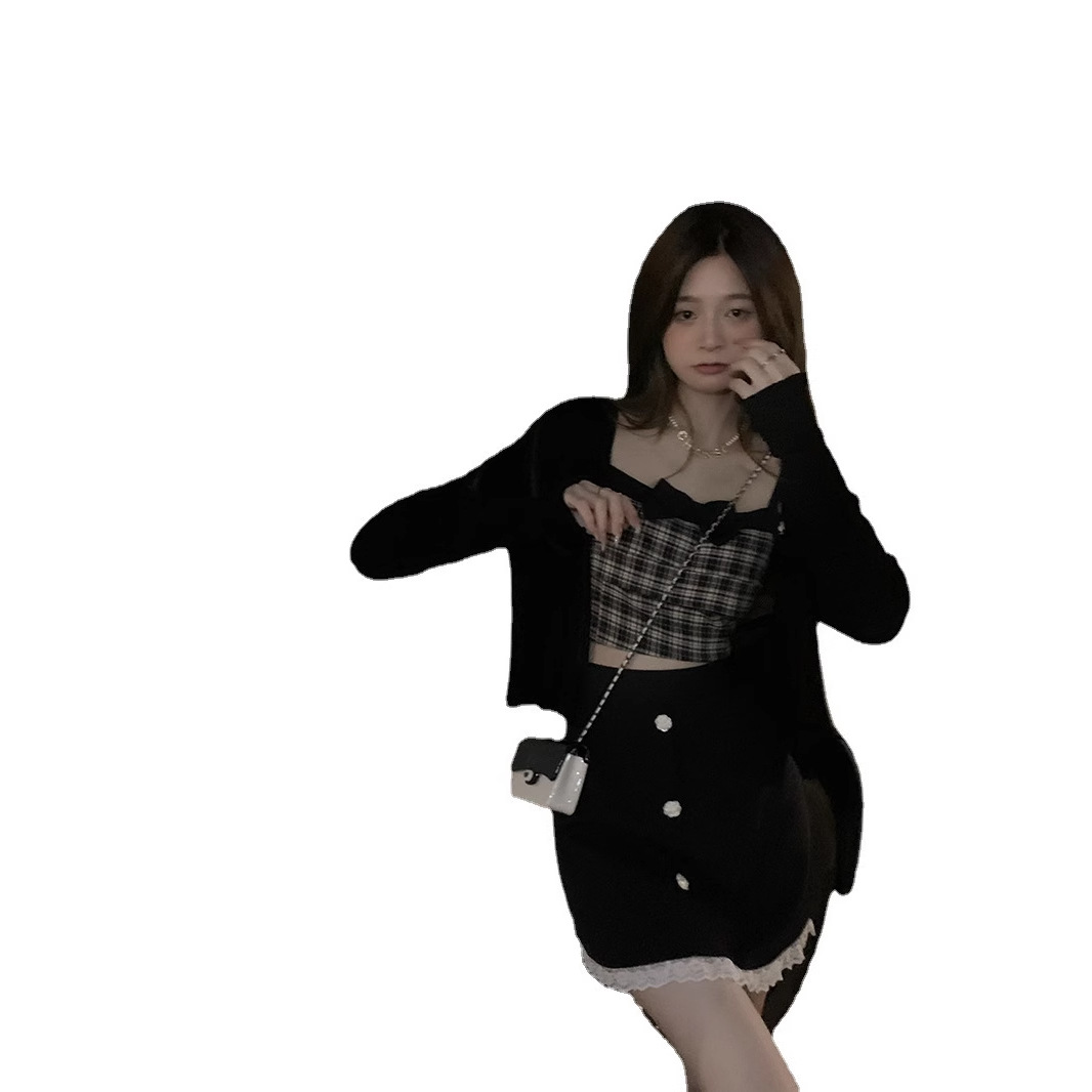 Picture of Princess Bow Plaid Small Camisole Women's 2023 Summer New Sweet Pure Desire Bottoming Top